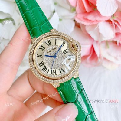 Best Quality Copy Cartier Ballon Bleu De Quartz Watch Yellow Gold Diamond